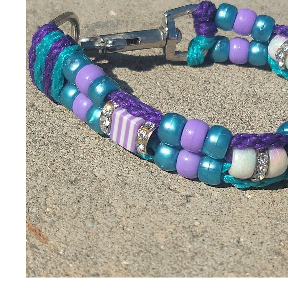 Custom Handmade Beaded Bling Dog Collar Charlotte Hornets